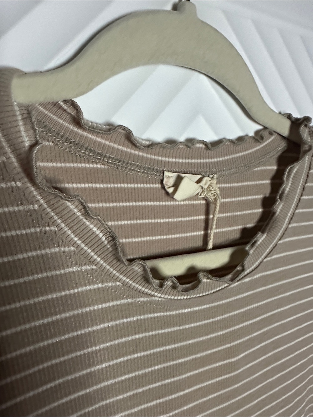 Hem & Thread Taupe-Striped Ruffle Edge Tank - Picture 4 of 8